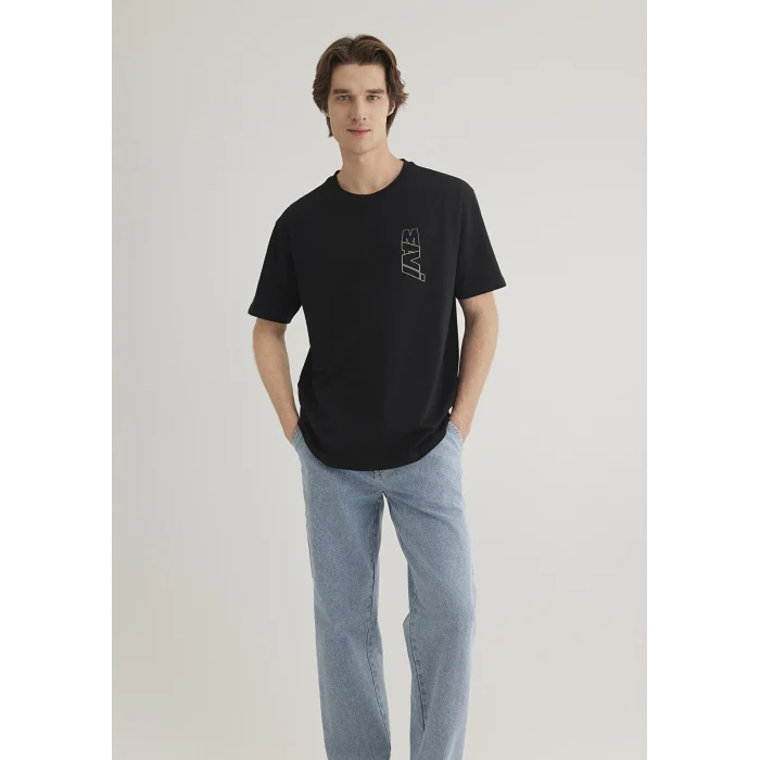 Mavi 0612350-900 Mavi Logo Sırt Baskılı Siyah Tişört