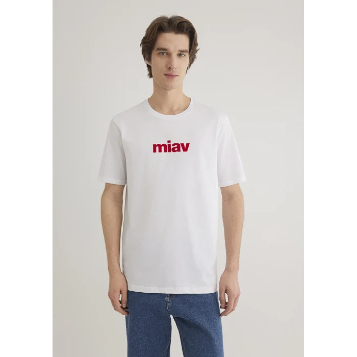 Mavi 067153-622 Kırmızı Miav Baskılı Beyaz Tişört