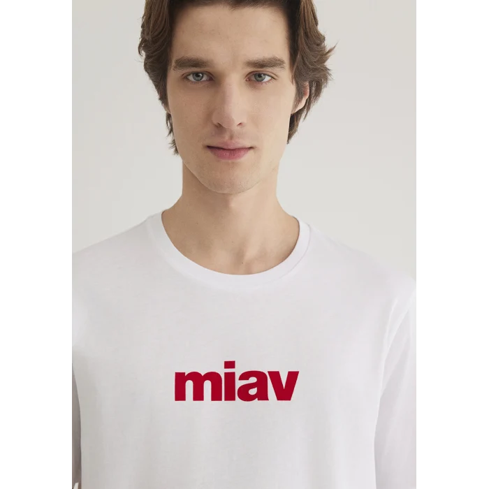 Mavi 067153-622 Kırmızı Miav Baskılı Beyaz Tişört