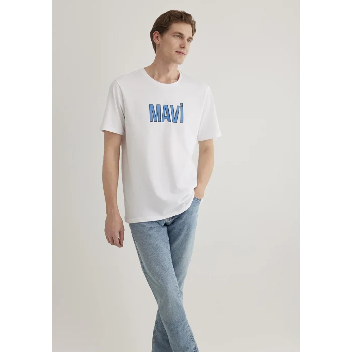 Mavi 066842-620 Mavi Logo Baskılı Beyaz Tişört