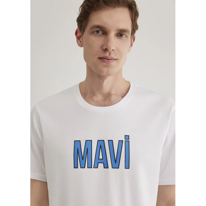 Mavi 066842-620 Mavi Logo Baskılı Beyaz Tişört