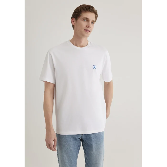 Mavi 067074-620 Mavi Logo İşlemeli Beyaz Basic Tişört