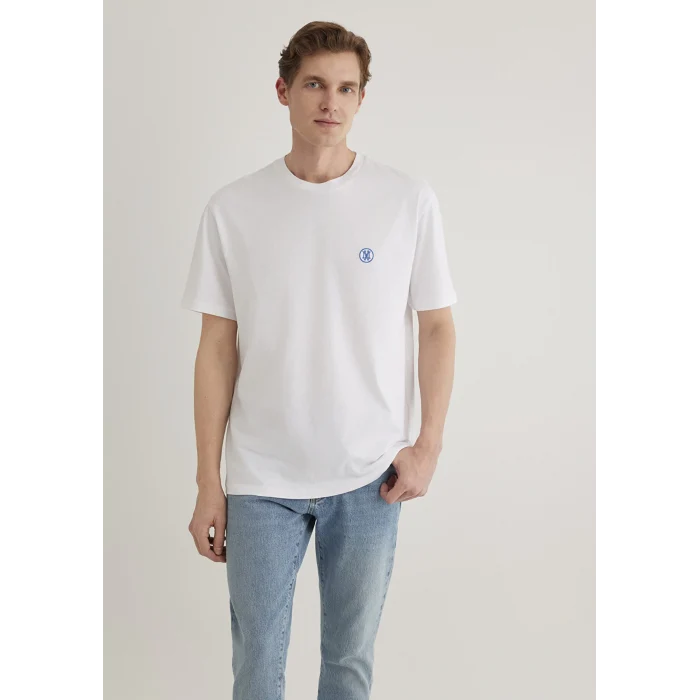 Mavi 067074-620 Mavi Logo İşlemeli Beyaz Basic Tişört