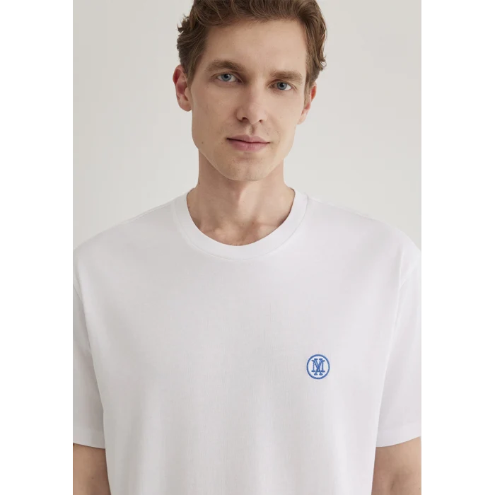 Mavi 067074-620 Mavi Logo İşlemeli Beyaz Basic Tişört