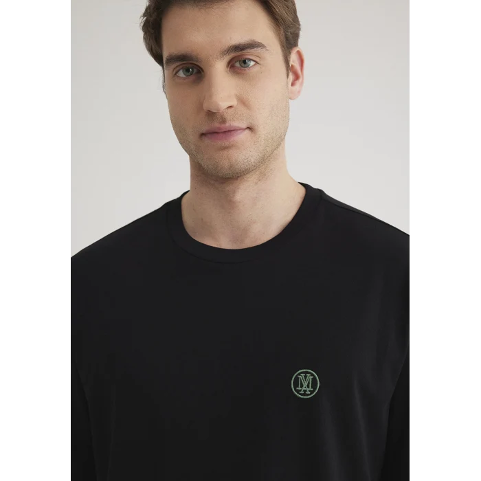 Mavi 067074-900 Mavi Logo İşlemeli Siyah Basic Tişört
