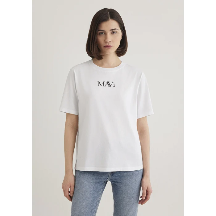 Mavi 1611594-620 Mavi Logo Baskılı Beyaz Tişört