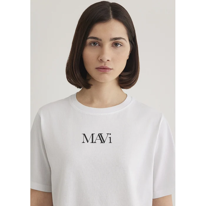 Mavi 1611594-620 Mavi Logo Baskılı Beyaz Tişört