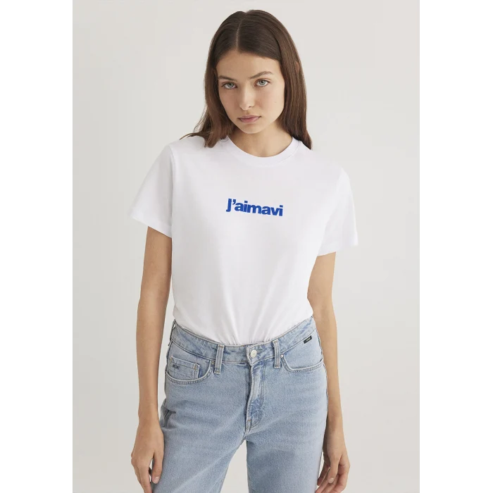 Mavi 1612242-620 Mavi Baskılı Beyaz Tişört