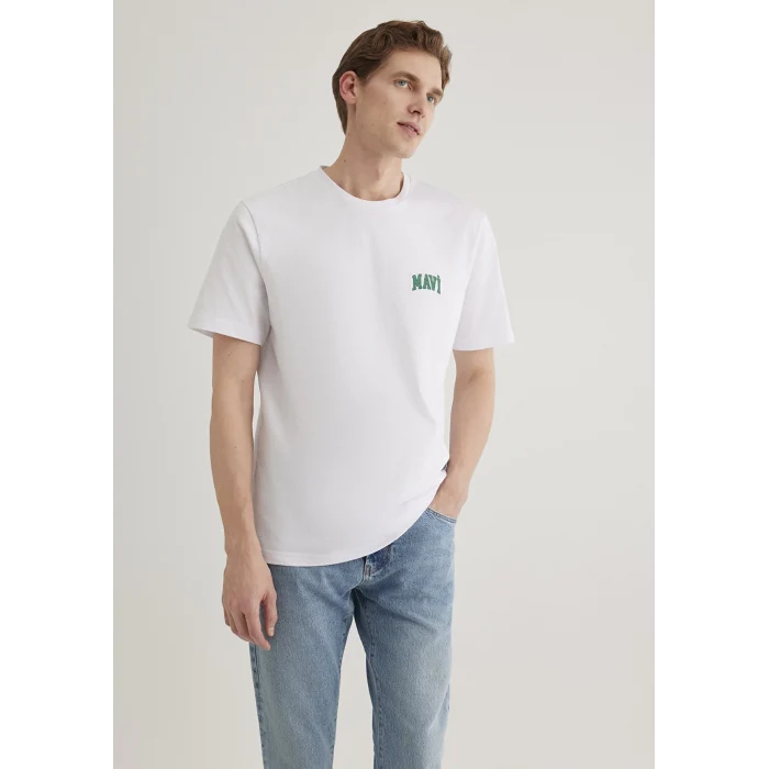 Mavi 0611714-620 Mavi Logo Baskılı Beyaz Tişört