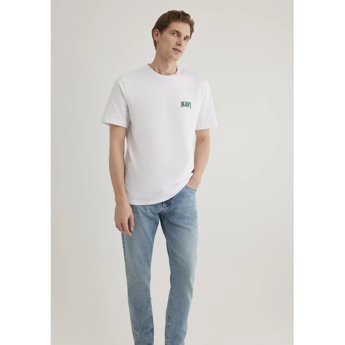 Mavi 0611714-620 Mavi Logo Baskılı Beyaz Tişört