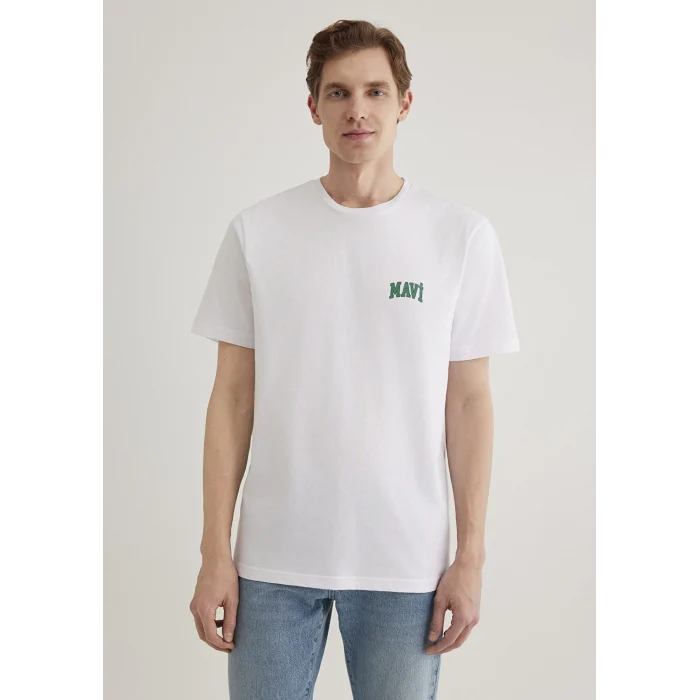 Mavi 0611714-620 Mavi Logo Baskılı Beyaz Tişört