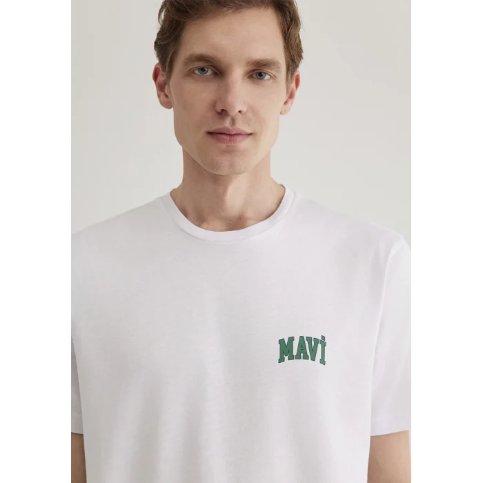 Mavi 0611714-620 Mavi Logo Baskılı Beyaz Tişört