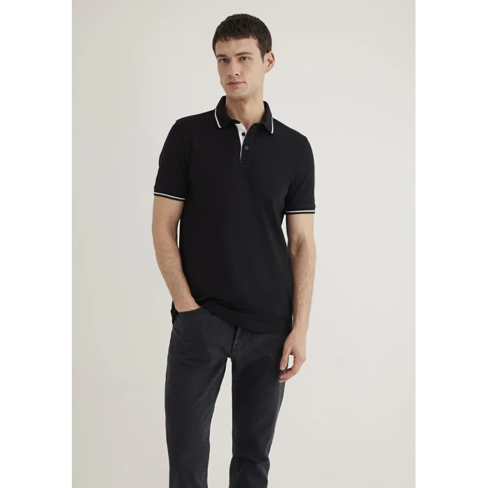 Mavi 0612619-900 Yaka Detaylı siyah Polo Tişört