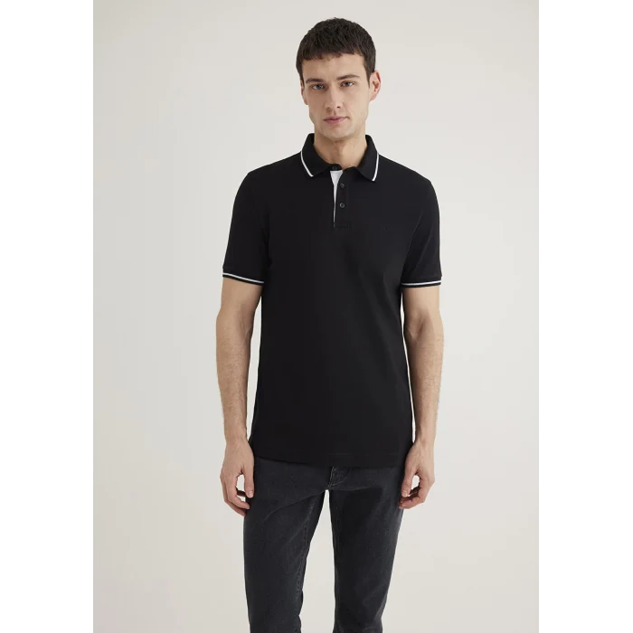 Mavi 0612619-900 Yaka Detaylı siyah Polo Tişört