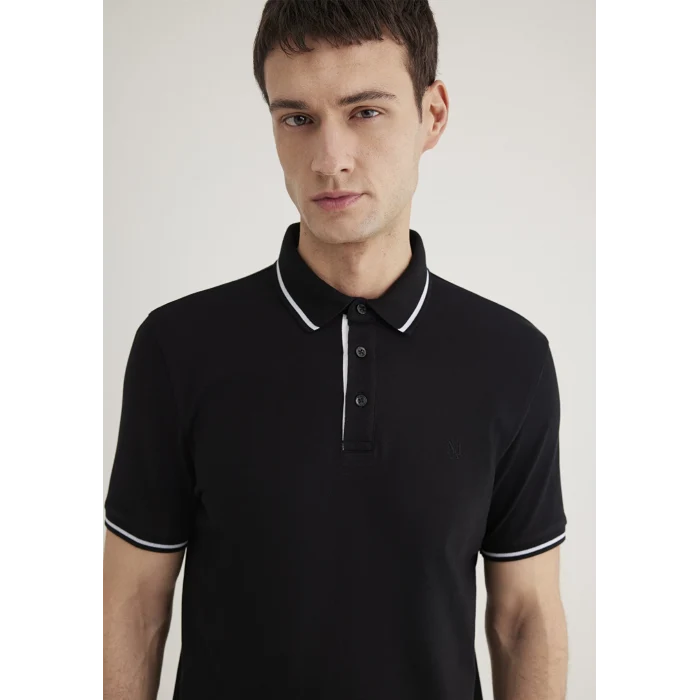 Mavi 0612619-900 Yaka Detaylı siyah Polo Tişört