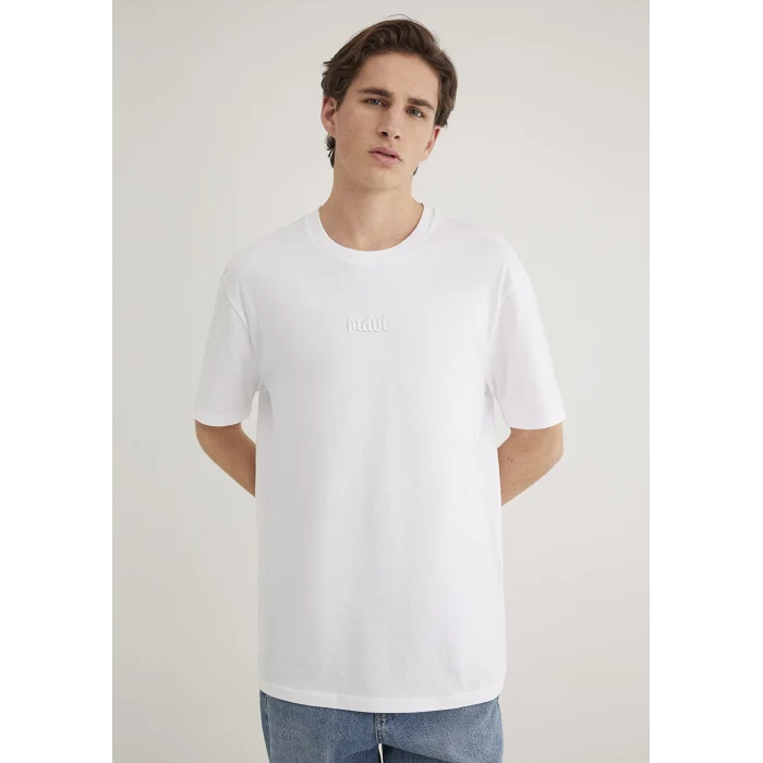 Mavi 0610100-620 Mavi Naskışlı Beyaz Tişört