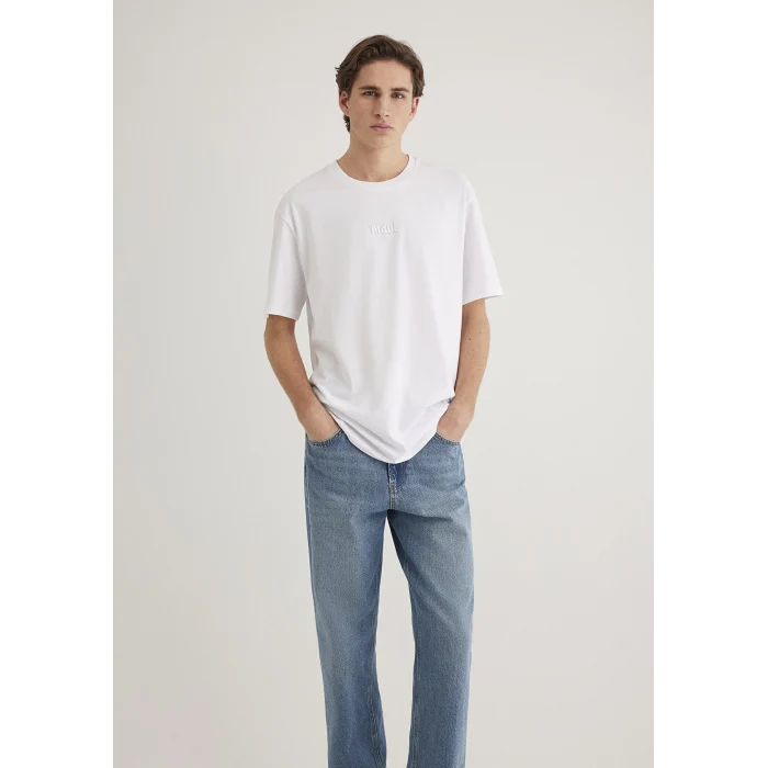 Mavi 0610100-620 Mavi Naskışlı Beyaz Tişört