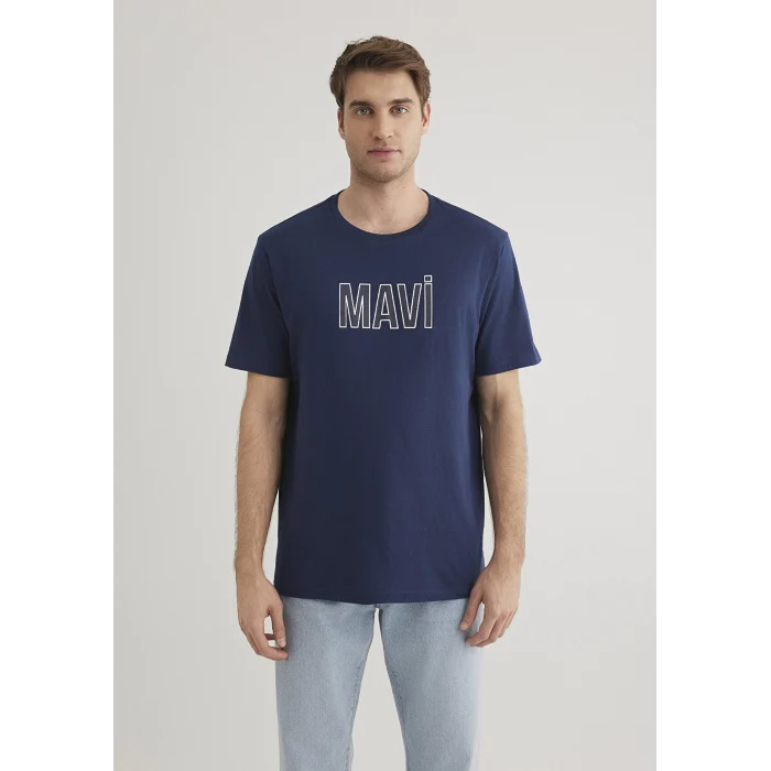 Mavi 066842-70758 Mavi Logo Baskılı Lacivert Tişört