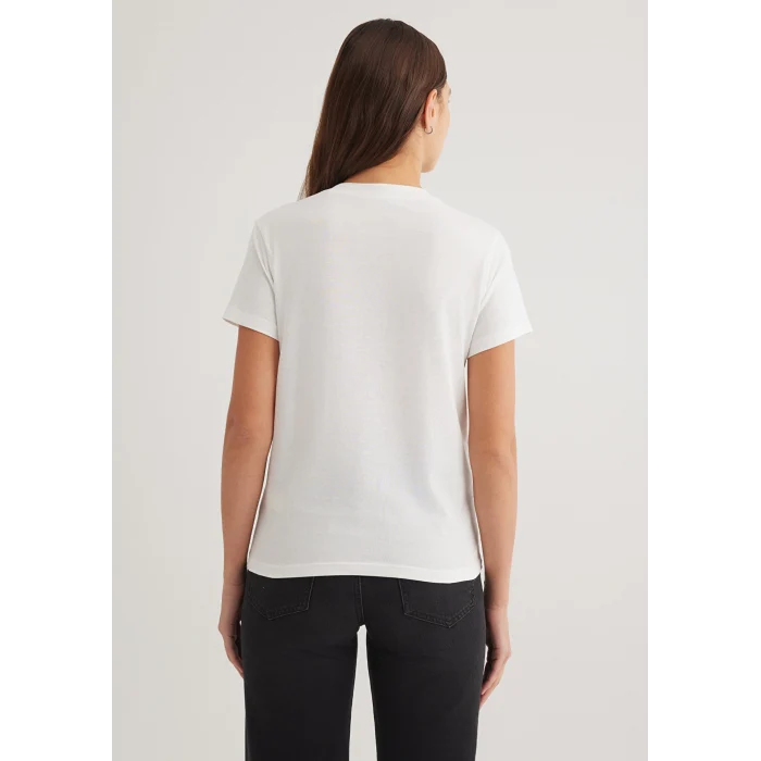 Mavi 1601185-33389 Mavi Logo Baskılı Beyaz Tişört