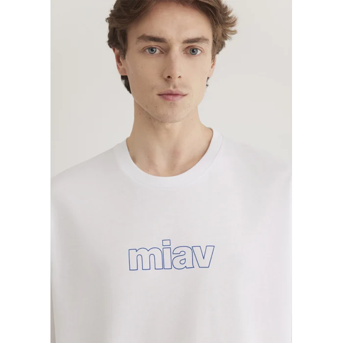 Mavi 0611704-620 Miav Baskılı Oversize Beyaz Tişört