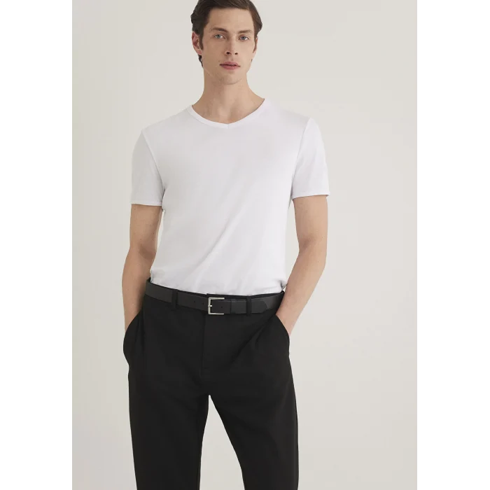 Mavi 063748-620 Ribana Detaylı V Yaka Beyaz Tişört