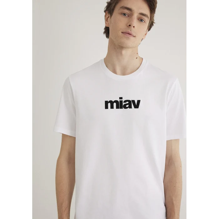 Mavi 067153-602 Siyah Miav Baskılı Beyaz Tişört