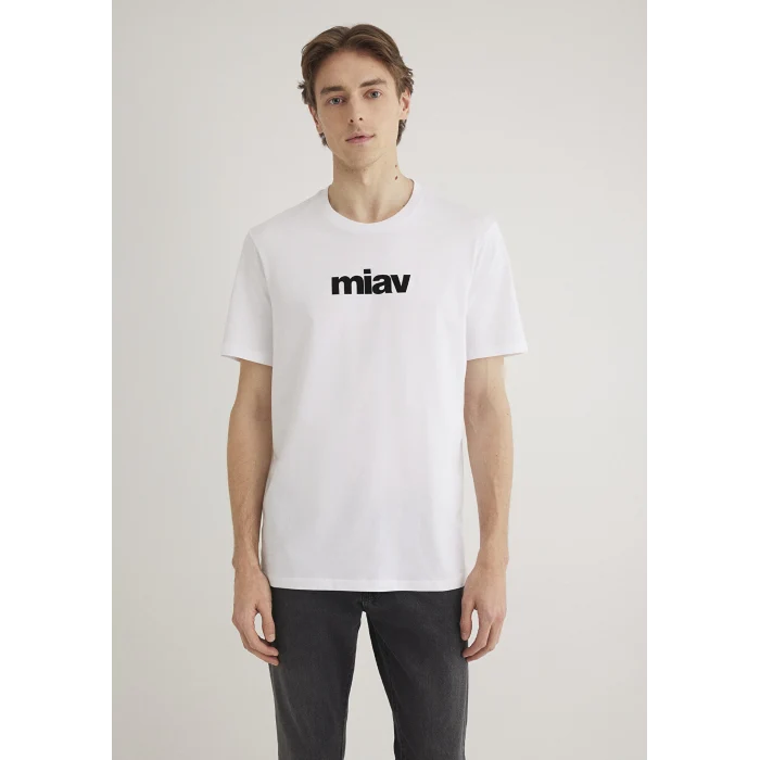 Mavi 067153-602 Siyah Miav Baskılı Beyaz Tişört