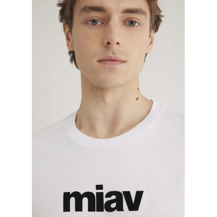 Mavi 067153-602 Siyah Miav Baskılı Beyaz Tişört