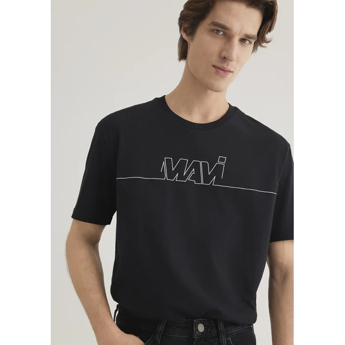 Mavi 0610254-900 Mavi Logo Baskılı Siyah Tişört