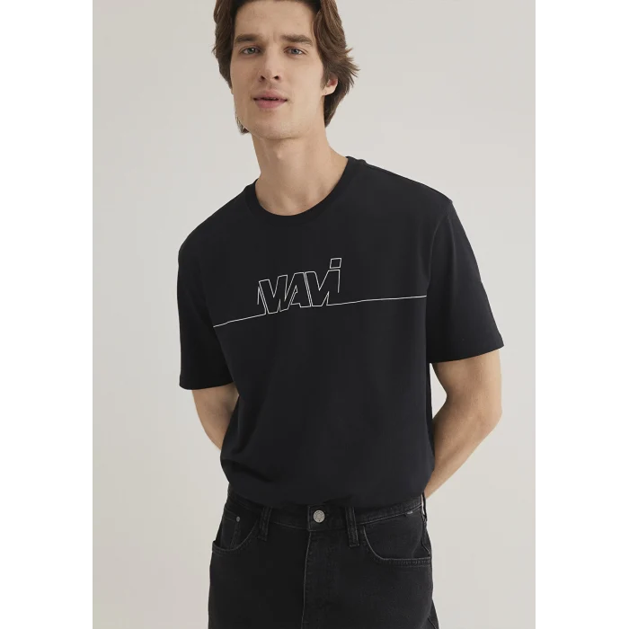 Mavi 0610254-900 Mavi Logo Baskılı Siyah Tişört