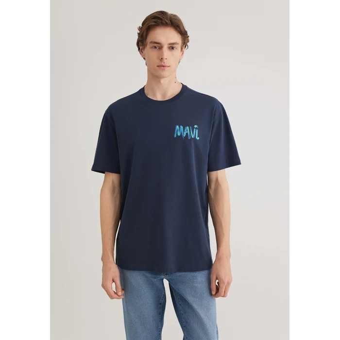 Mavi 0612468-70490 Mavi Baskılı Lacivert Tişört