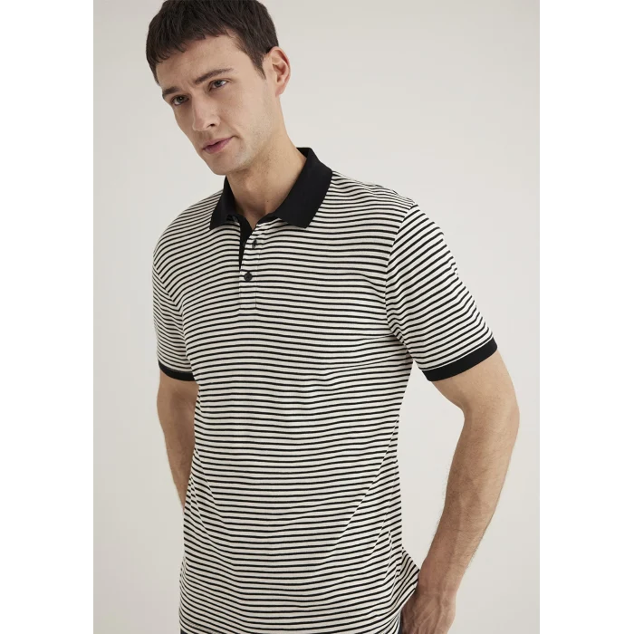 Mavi 0611843-70055 Mavi Black Çizgili Polo Tişört