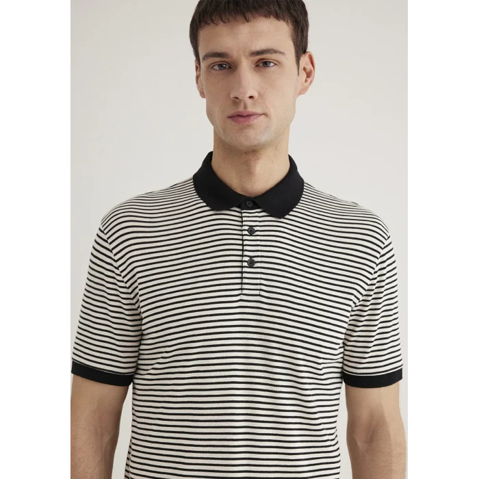 Mavi 0611843-70055 Mavi Black Çizgili Polo Tişört