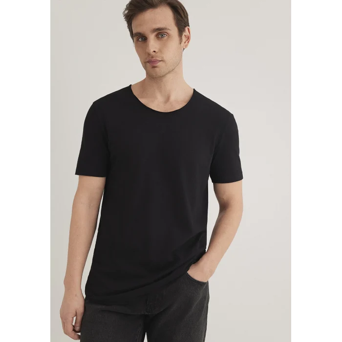 Mavi 064019-20933 Yaka Detaylı Siyah Tişört