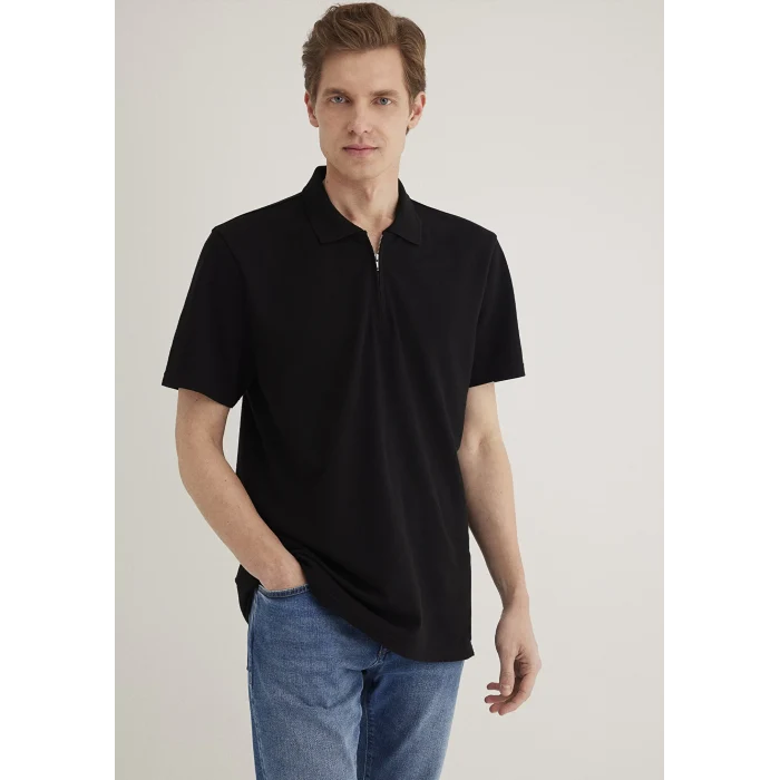 Mavi 0612525-900 Yarı Fermuarlı Siyah Polo Tişört