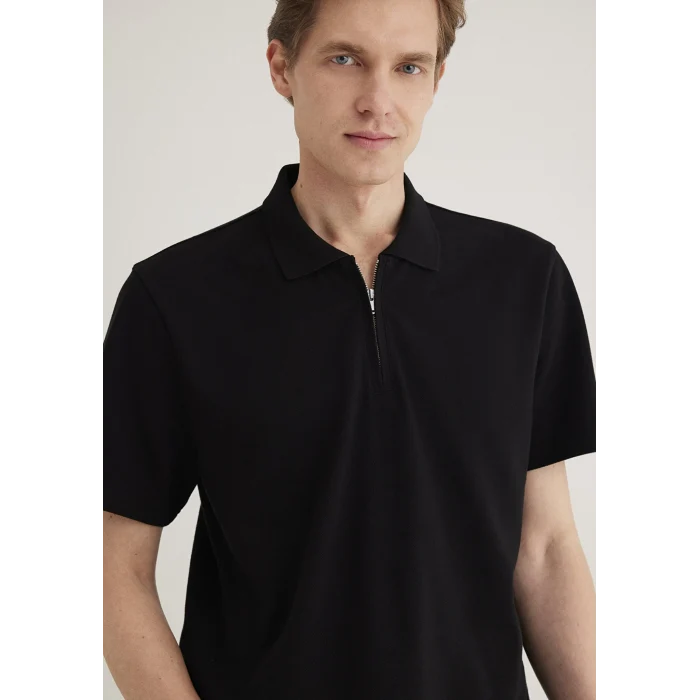 Mavi 0612525-900 Yarı Fermuarlı Siyah Polo Tişört