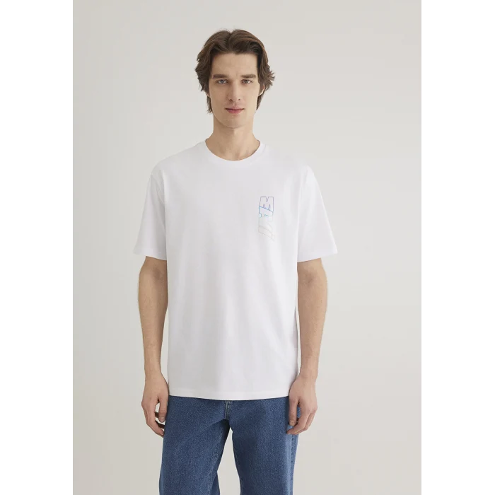 Mavi 0612350-620 Mavi Logo Sırt Baskılı Beyaz Tişört