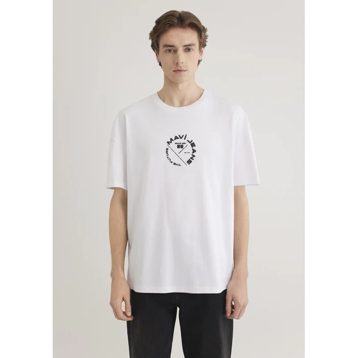 Mavi 0611719-620 Mavi Jeans Sırt Baskılı Beyaz Tişört