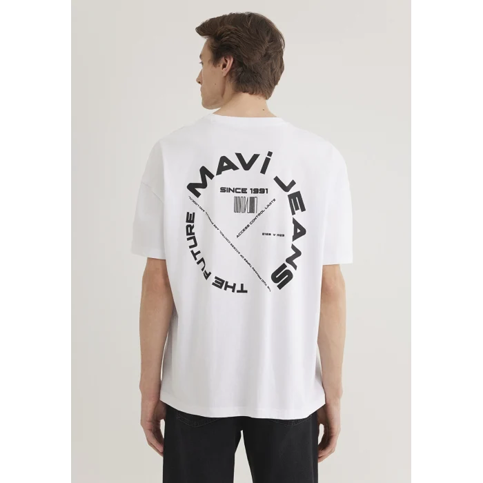 Mavi 0611719-620 Mavi Jeans Sırt Baskılı Beyaz Tişört