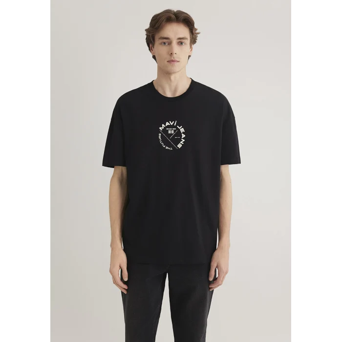 Mavi 0611719-900 Mavi Jeans Sırt Baskılı Siyah Tişört