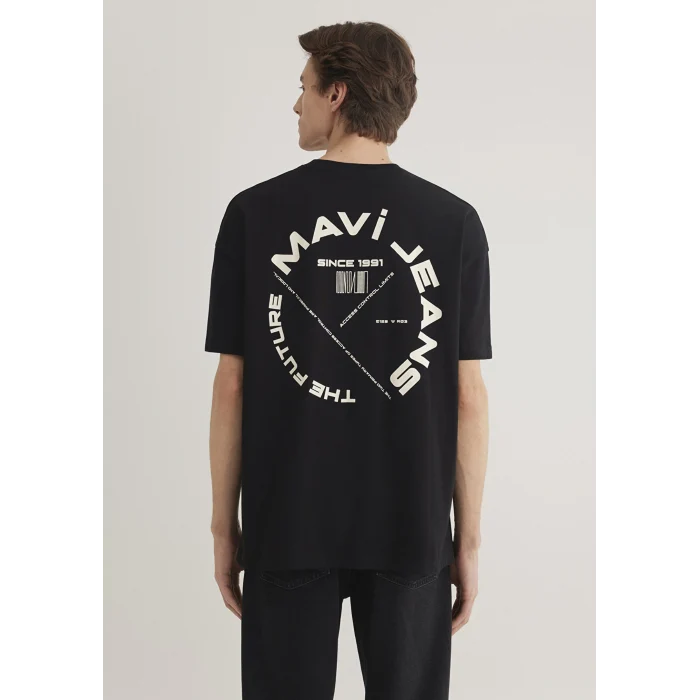 Mavi 0611719-900 Mavi Jeans Sırt Baskılı Siyah Tişört