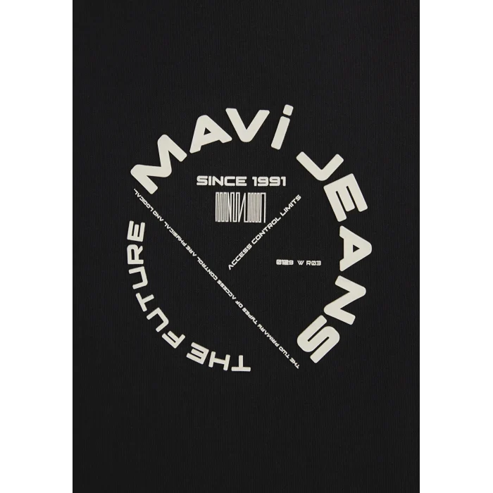 Mavi 0611719-900 Mavi Jeans Sırt Baskılı Siyah Tişört