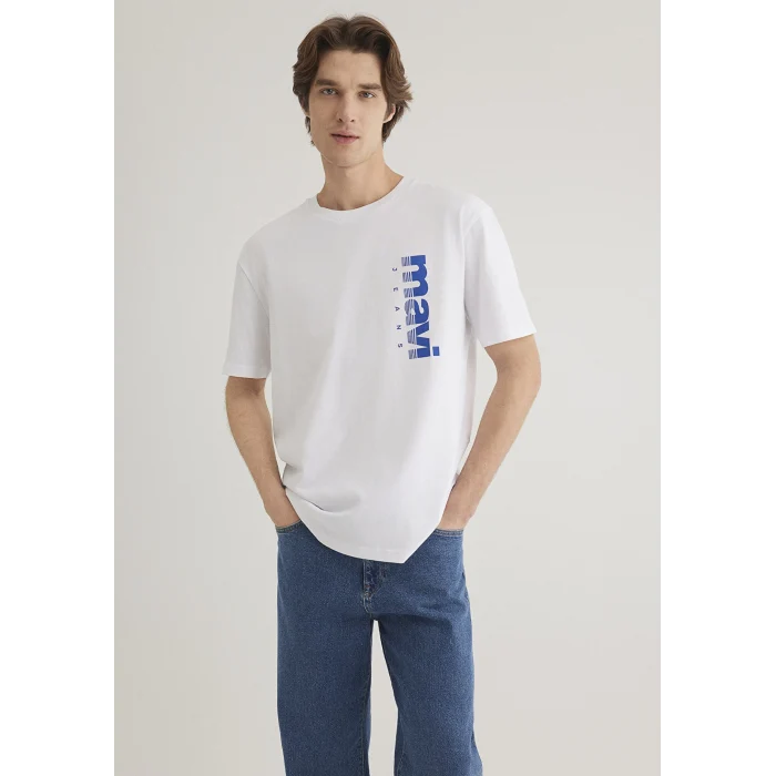 Mavi 0611745-620 Mavi Jeans Baskılı Beyaz Tişört