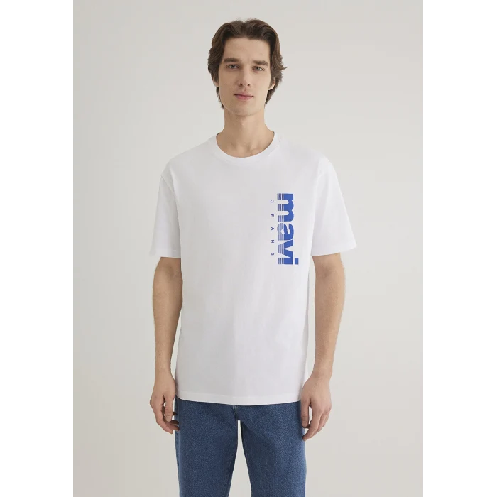 Mavi 0611745-620 Mavi Jeans Baskılı Beyaz Tişört