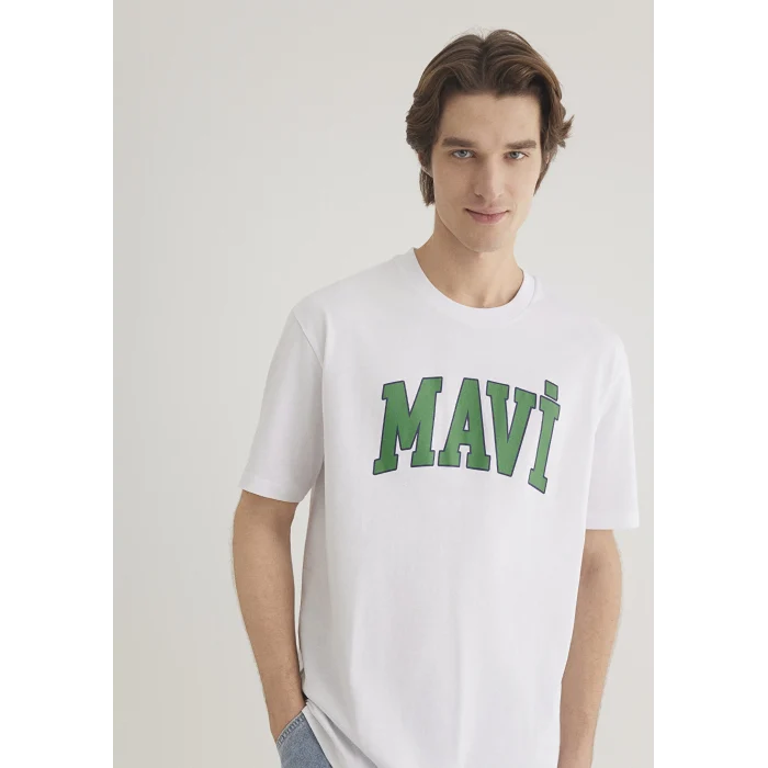 Mavi 0611711-620 Mavi Logo Baskılı Beyaz Tişört