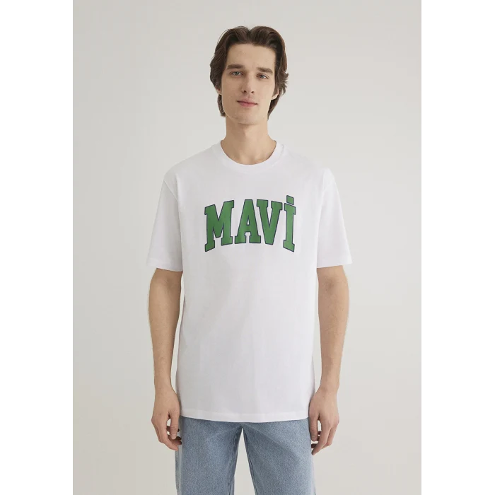 Mavi 0611711-620 Mavi Logo Baskılı Beyaz Tişört