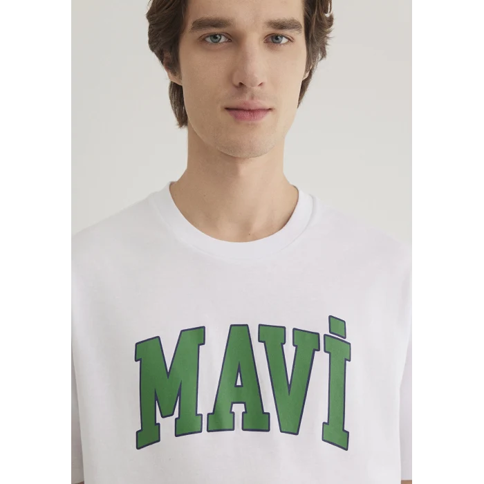 Mavi 0611711-620 Mavi Logo Baskılı Beyaz Tişört