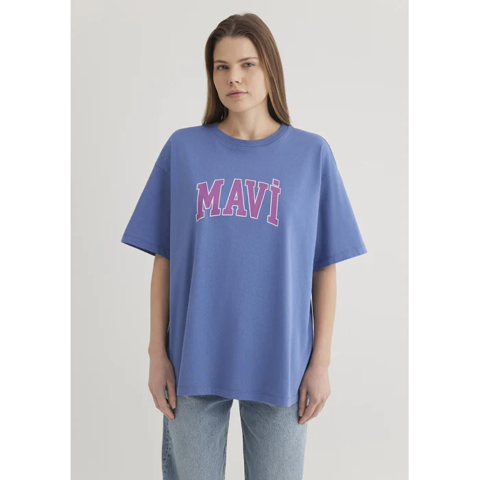 Mavi 1600843-70662 Mavi Logo Baskılı Mavi Tişört