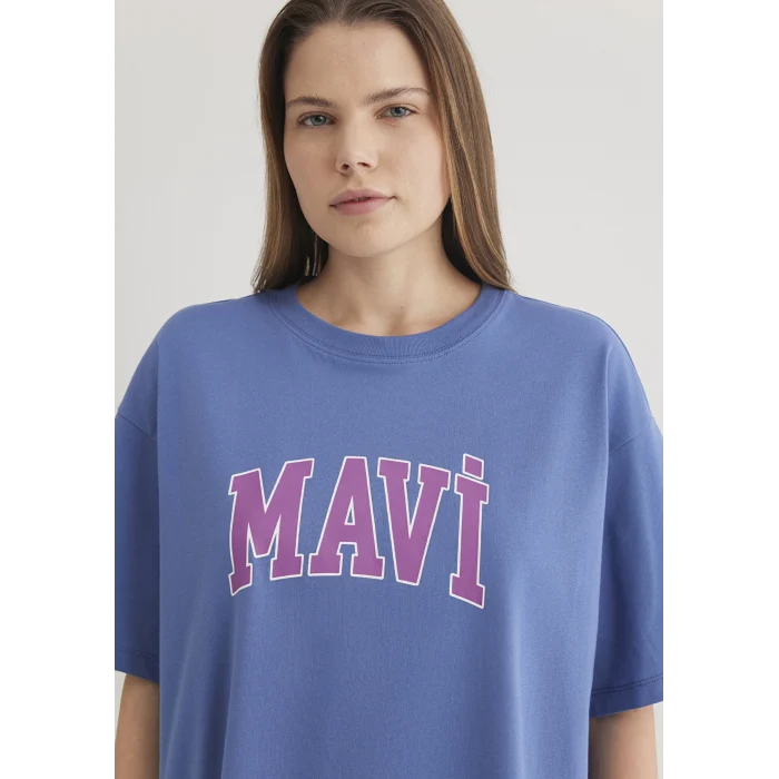 Mavi 1600843-70662 Mavi Logo Baskılı Mavi Tişört