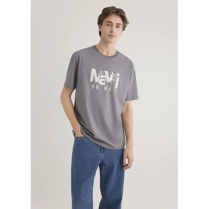 Mavi 0612461-80020 Mavi Logo Baskılı Gri Tişört
